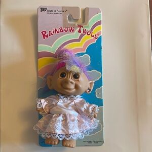 Vintage 4” Rainbow Troll Doll with Pink and Purple Hair